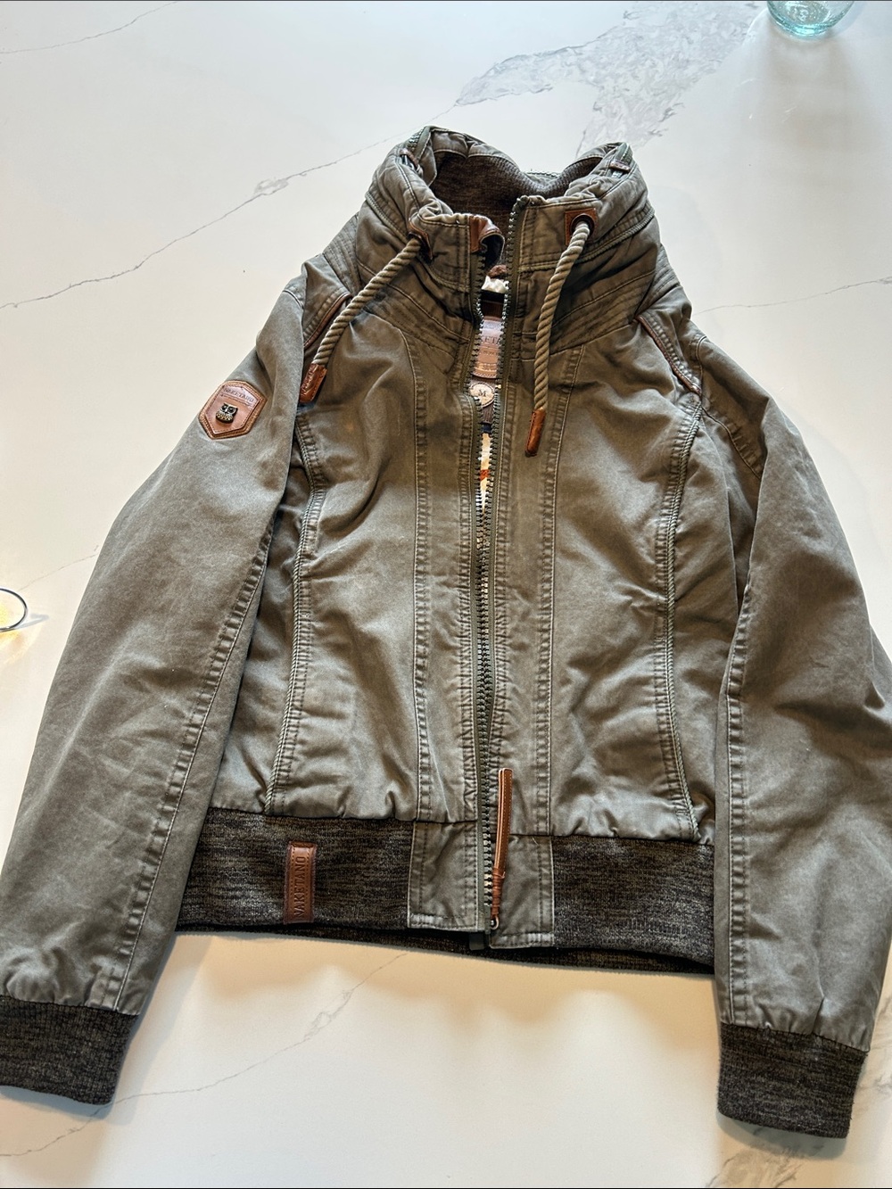 Naketano Olive Hooded Bomber Jacket